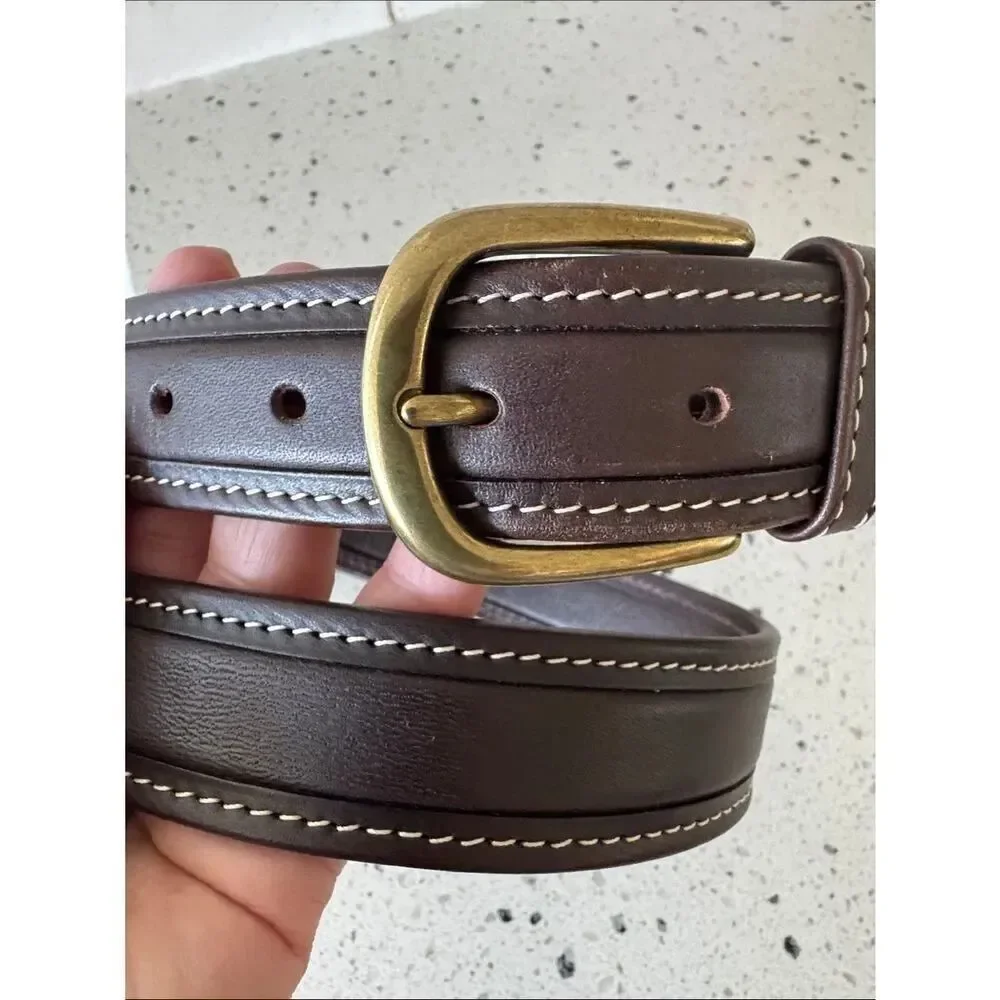 L.L. BEAN Genuine Leather Brown Belt Solid Brass Buckle Classic Men’s Size 40